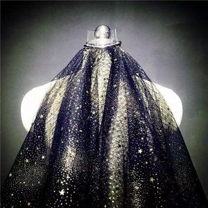 Unique Wedding Black Bling Golden Veil